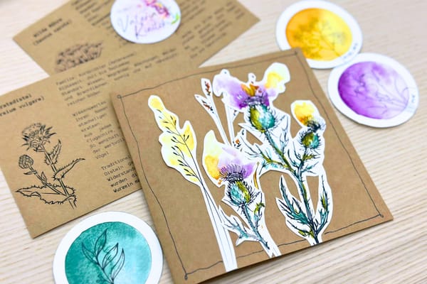 Aus der Kratzdistel wird eine Karte – eine mehrschichtige Klappkarte selbst gemacht